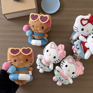 10 cm Sanrio Plüschtier Gefüllte Weiche Puppe Schlüsselbund Cartoon Hallo Kitty Plushies Tasche Anhänger Zubehör Mädchen Geschenk Kinder Spielzeug