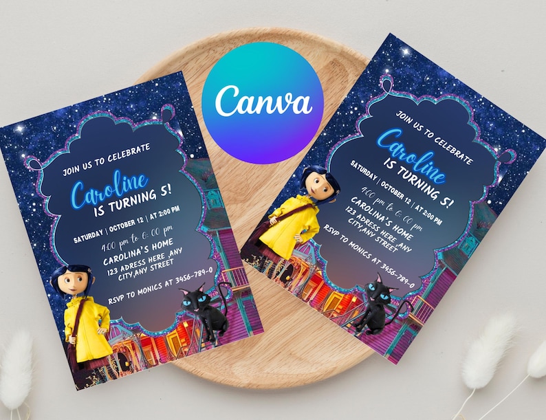 Editable Coraline Birthday Invitation: Spooky Theme (canva Template) - Etsy