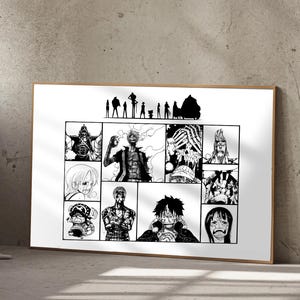 Straw Hat Crew Poster | Emotional One Piece Wall Art | Black & White Nakama Print | Digital Download