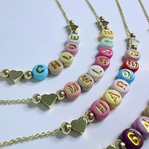 Personalized Kids Name Necklace-Custom Colorful Bead Necklace-Personalized Name Bead Necklace-Custom Letter Jewelry-Gift For Girls