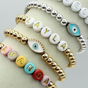 Custom Name Beaded Bracelet-Personalized Beaded Bracelet-Gold Filled or Silver Bead Custom Name Bracelet-Gift For Her-Friendship Bracelet