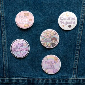 Yaoi Set of pin buttons - Cute BL Designs | Fujoshi Dreams Life