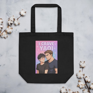 I Crave Yaoi Eco Tote Bag - Hot BL Energy with Seme x Uke Tension - Fujoshi Approved