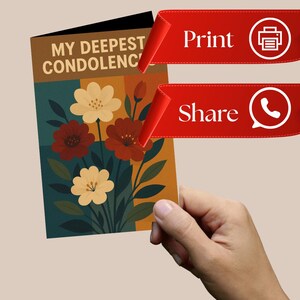 Condoleancekaart – condoleancekaart met bloemenillustratie – condoleances – rouwkaart afdrukbaar