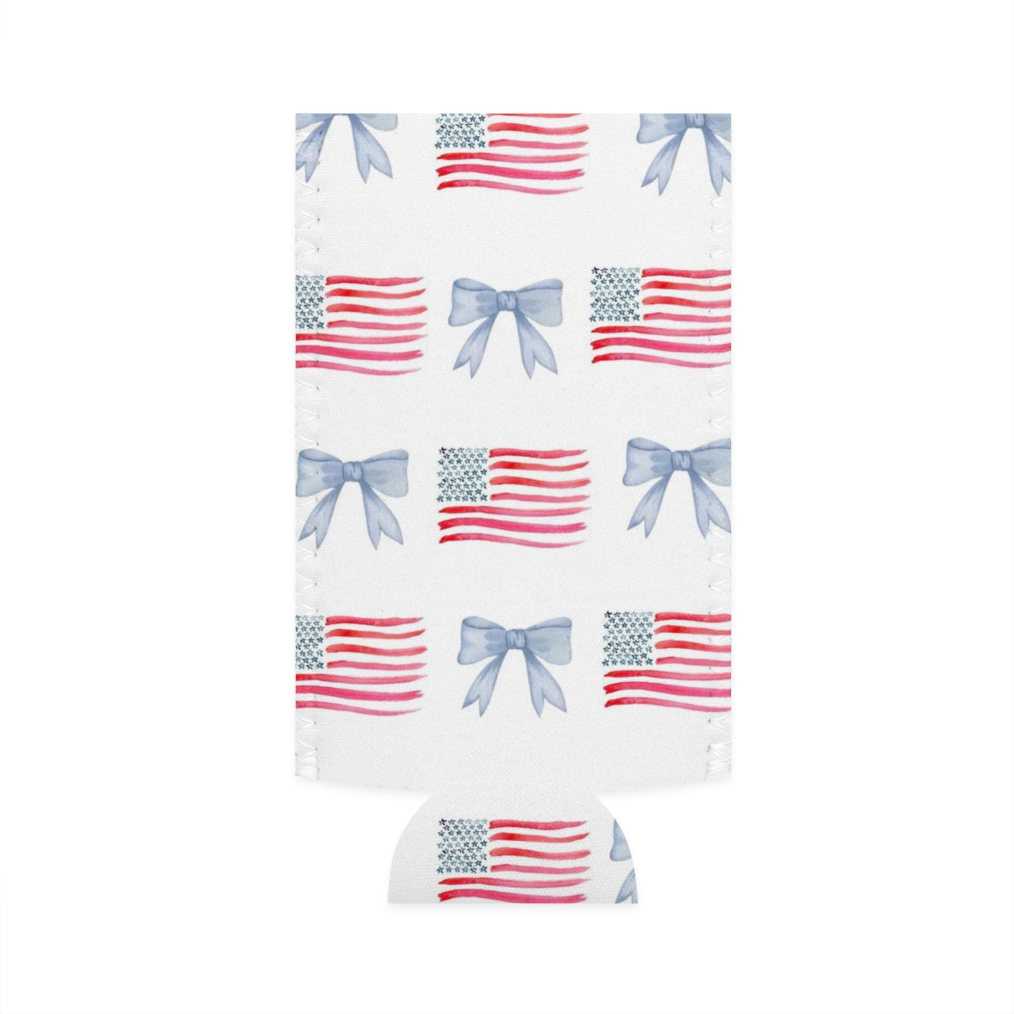 Patriotic Slim Can Cooler, Fourth of July Drink Holder, USA Flag Beverage Insulator, Summer BBQ Accessory, Independence Day Gift