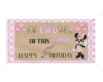 Minnie Mouse Birthday Banner, Pink Party Decoration, Kids Birthday Celebration, First Birthday Decor, Photo Prop