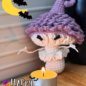 Crochet Halloween Mushroom Pattern, Spooky Halloween Crochet, Crochet Mushroom Keychain, Crochet Halloween Decor, Amigurumi Evil Mushroom