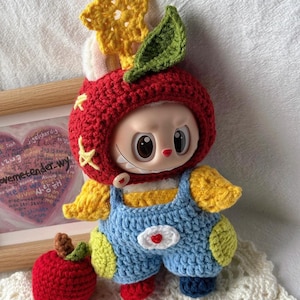 Starman Labubu Crochet Clothes Pattern | Crochet Labubu Twinkle Star Outfit Set with Hat, Top, Overall, and Shoes | Crochet Labubu Clothes