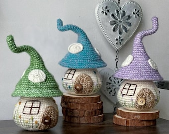 Mushroom Fairy House Crochet Pattern, Crochet Witch Hat Magic Mushroom Pattern, Amigurumi Mushroom Cottage House, Home Decor, Fall Decor