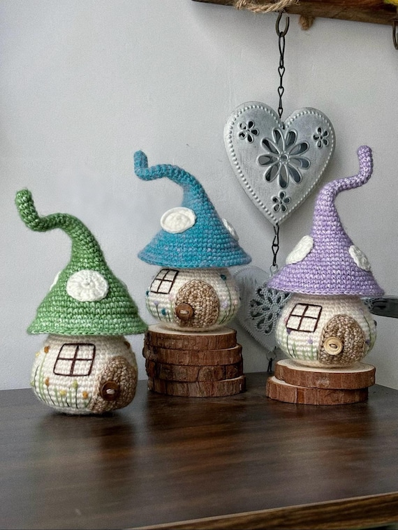 Mushroom Fairy House Crochet Pattern, Crochet Witch Hat Magic Mushroom Pattern, Amigurumi Mushroom Cottage House, Home Decor, Fall Decor