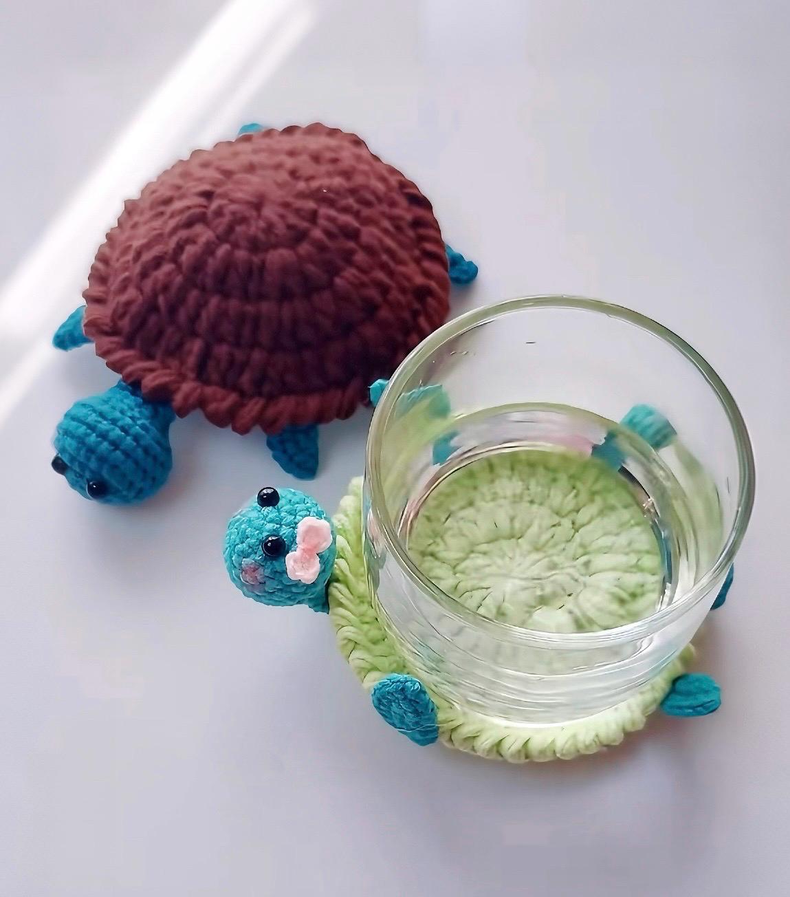 16 Turtle Coaster Crochet Patterns for Cute, Giftable Table Decor 4 Turtle Coaster Crochet