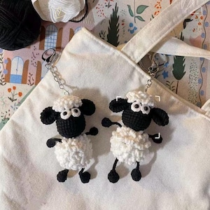 Patrón de Shaun la Oveja a crochet / Llavero de Shaun la Oveja a crochet / Peluche de cordero amigurumi / Llavero de oveja a crochet / Juguete de peluche para niños hecho en casa
