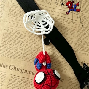 Spider-Man virkmönster, mönster för bilhänge, amigurumi superhjälte, virkad nyckelring, spegelberlock, nybörjarvirkning, plyschleksak, PDF bild 5