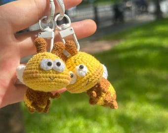 蜂のかぎ針編みパターン：あみぐるみキーホルダー（米国規約）（PDF