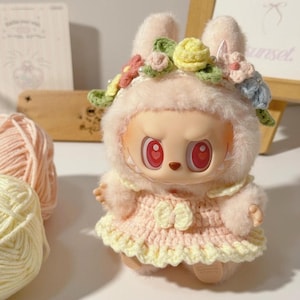 Labubu Crochet Clothes Pattern | Labubu Accessory Clothes Pattern | Amigurumi Labubu Tutorial | Labubu Floral Outfit | Plush Doll Clothes