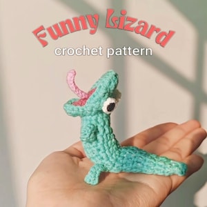 Tom the Lizard Crochet Pattern, Crochet Funny Lizard Pattern, Hoppers Lizard, Amigurumi Leopard Gecko, Crochet Keychain, Stuffed Animal Toy