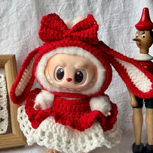 Crochet Labubu Clothes Pattern | Handmade Amigurumi Labubu Princess Clothes | Crochet Labubu Bunny Outfit | DIY Crochet Plush Doll Outfit