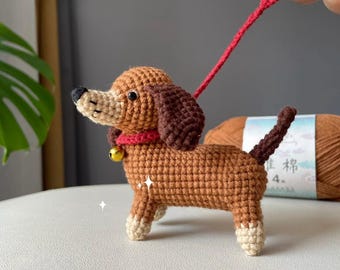 Dachshund Dog Crochet Pattern, Crochet Dachshund Plush, Crochet Dog Dachshund Keychain, Stuffed Animal Crochet, Amigurumi Puppy, Crochet Dog