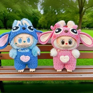 Labubu Crochet Clothes Pattern, Crochet Labubu Stitch Inspired Clothes Pattern, Crochet Labubu Alien Clothes, Crochet Labubu Clothes Pattern