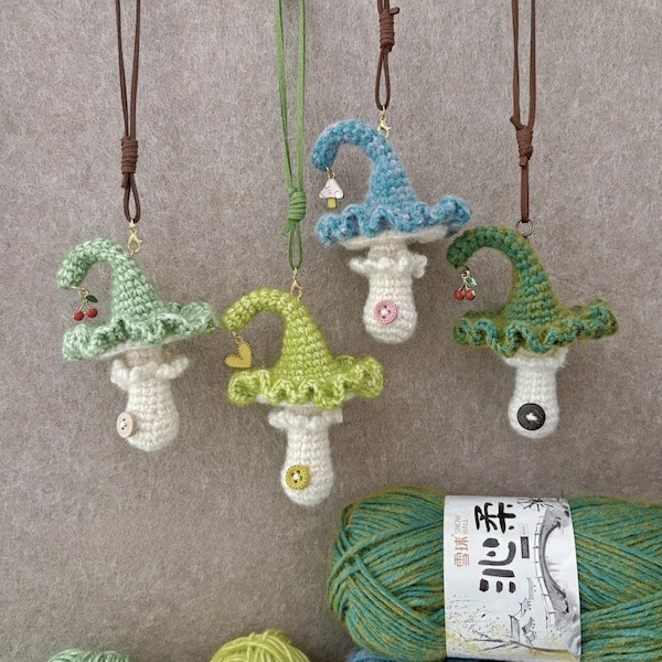 Witch Hat Mushroom Crochet Pattern, Mushroom Keychain, Amigurumi Halloween Mushroom, Forest Mushroom Crochet Charm, Beginner Tutorial, PDF
