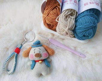 Crochet Dog Keychain Pattern | Dog Amigurumi Keychain Pattern | Crochet Cute Animal Keychain | Crochet Cute Mini Dog | Cute Dog Bag Charm