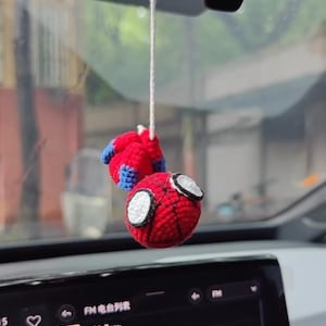 Spider-Man virkmönster, mönster för bilhänge, amigurumi superhjälte, virkad nyckelring, spegelberlock, nybörjarvirkning, plyschleksak, PDF bild 3