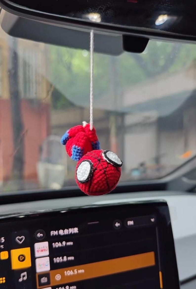 Spider-Man virkmönster, mönster för bilhänge, amigurumi superhjälte, virkad nyckelring, spegelberlock, nybörjarvirkning, plyschleksak, PDF bild 3