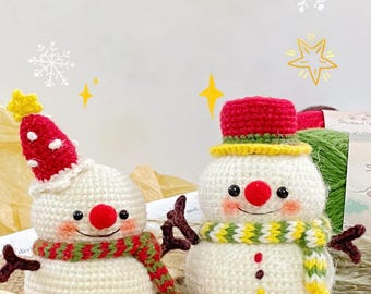 Snowman Crochet Pattern, Christmas Decor Crochet Pattern, Chubby Xmas Snowman Crochet, Amigurumi Frankie the Snowman, Winter Holiday Decor