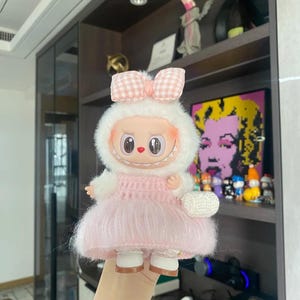 Labubu Princess Crochet Clothes Pattern | Handmade Labubu Princess Dress with little bag | Amigurumi Labubu Angel Outfit | Plush Doll Outfit