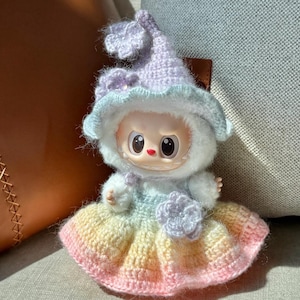 Labubu Rainbow Crochet Clothes Pattern | Handmade Labubu Rainbow Clothes | Amigurumi Labubu Doll Summer Outfit | DIY Plush Doll Outfit Gift