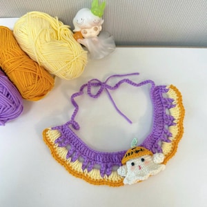 Crochet Halloween Pet Collar Pattern, Halloween Crochet Pet Collar for Dogs and Cats, Halloween Ghost Cat Crochet, Crochet Dog and Cat Scarf