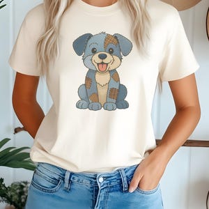 Denim Patch Dog Shirt Comfort Colors Tee Cute Puppy Graphic T-Shirt Gift for Dog Lovers, Unisex Pet Lover Shirt
