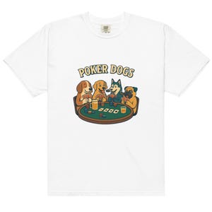 Camiseta divertida de póker con perros: adorable camiseta de juego de cartas para perros, regalo para amantes de los perros, camiseta retro de póker con animales, camiseta con gráficos de perros y bebidas, camiseta con humor para mascotas