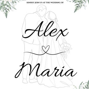 A simple and beautiful wedding invitation, with flowers. instant download.