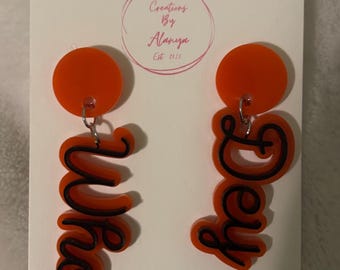 Laser Cut Acrylic Cincinnati Bengals Who Dey Earrings
