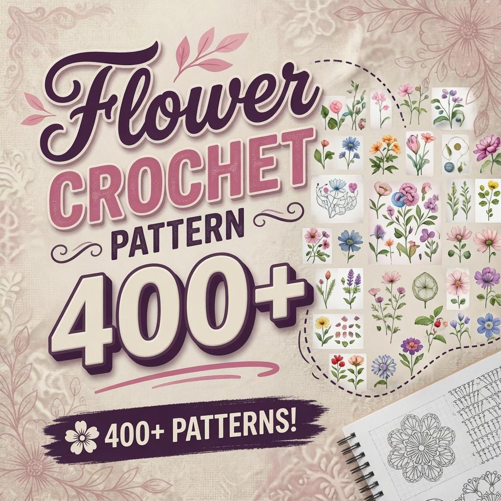 400+ Flower Crochet Patterns Bundle PDF