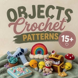Object Crochet Patterns Bundle 15+ PDF | Amigurumi Object Crochet Patterns | Rainbow, Treasure Chest & Home Decor