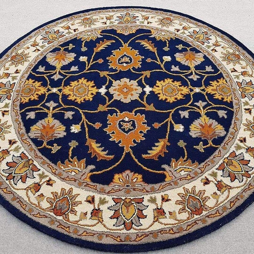 Hand-tufted 90x90 CM 3x3 Feet Geometrical Multi Round Carpet, Soft ...