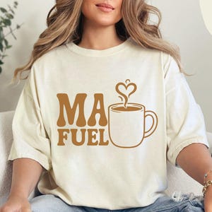 Comfort Colors® Mama Fuel Shirt, Coffee Lover Mom Tee, Retro Mama Graphic T-Shirt, Funny Mom Life Gift, Caffeine Lover Shirt for Tired Moms