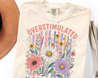 Comfort Colors Overstimulated Moms Club Shirt, Retro Floral Mom Life Gift
