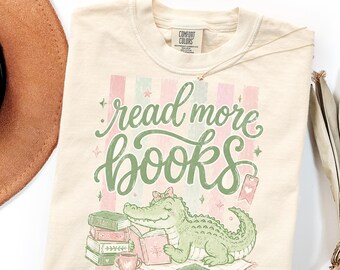 Comfort Colors Read More Books T-Shirt Book Lover Gifts, Trendy Stripes Bookish Graphic Tee