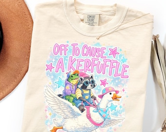 Comfort Colors Kerfuffle Shirt Gift, Cute Goose Raccoon Frog Graphic