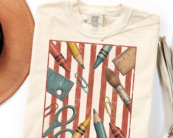 Comfort Colors Teacher Shirt Gift, Retro Classroom Supplies Tee