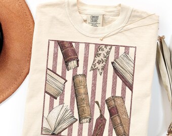 Comfort Colors Book Lover Shirt Gift, Vintage Library Sweatshirt, Literary Reader Tee