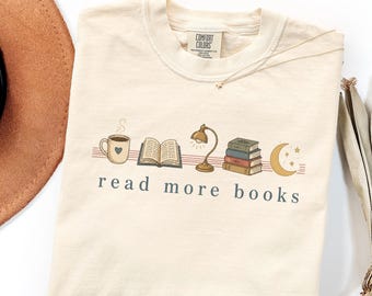 Comfort Colors Read More Books T-Shirt Book Lover Gifts, Trendy Stripes Bookish Graphic Tee