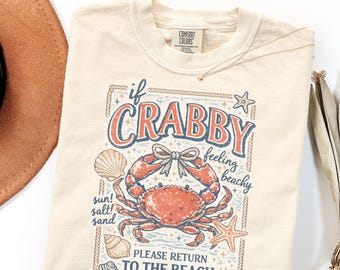 Comfort Colors Beach Shirt Coastal Crabby Graphic Vintage Beach Gift Tee