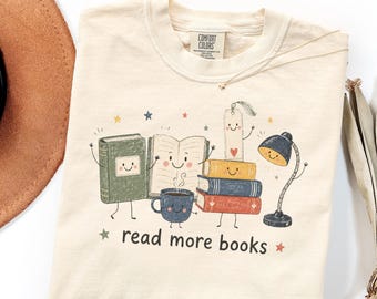 Comfort Colors Read More Books T-Shirt Book Lover Gifts, Trendy Stripes Bookish Graphic Tee