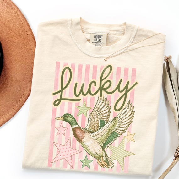 Comfort Colors Lucky Duck Shirt Gift, Retro Coquette Mallard Sweatshirt