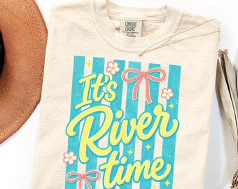 Comfort Colors Shirt River Time Retro Summer Striped Lake Day Graphic Gift Tee