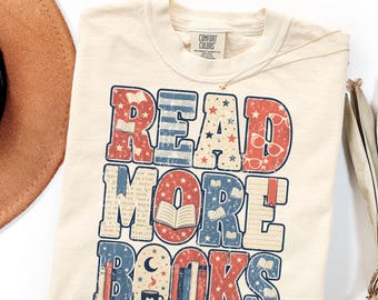 Comfort Colors Read More Books T-Shirt Book Lover Gifts, Trendy Stripes Bookish Graphic Tee